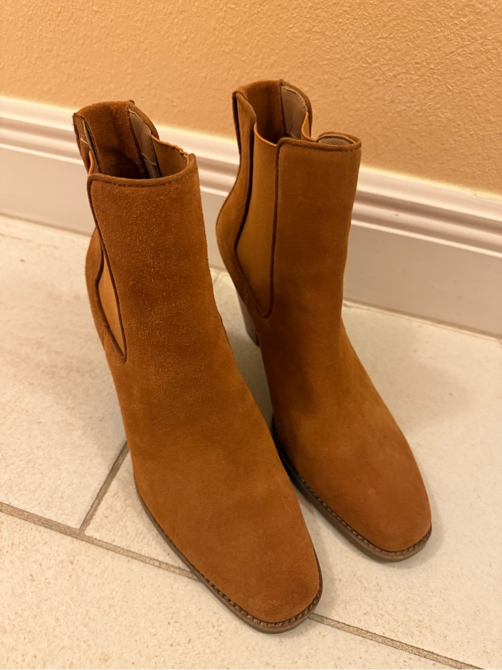 Women's Areosoles Suede Ankle Boots in Cognac Tan